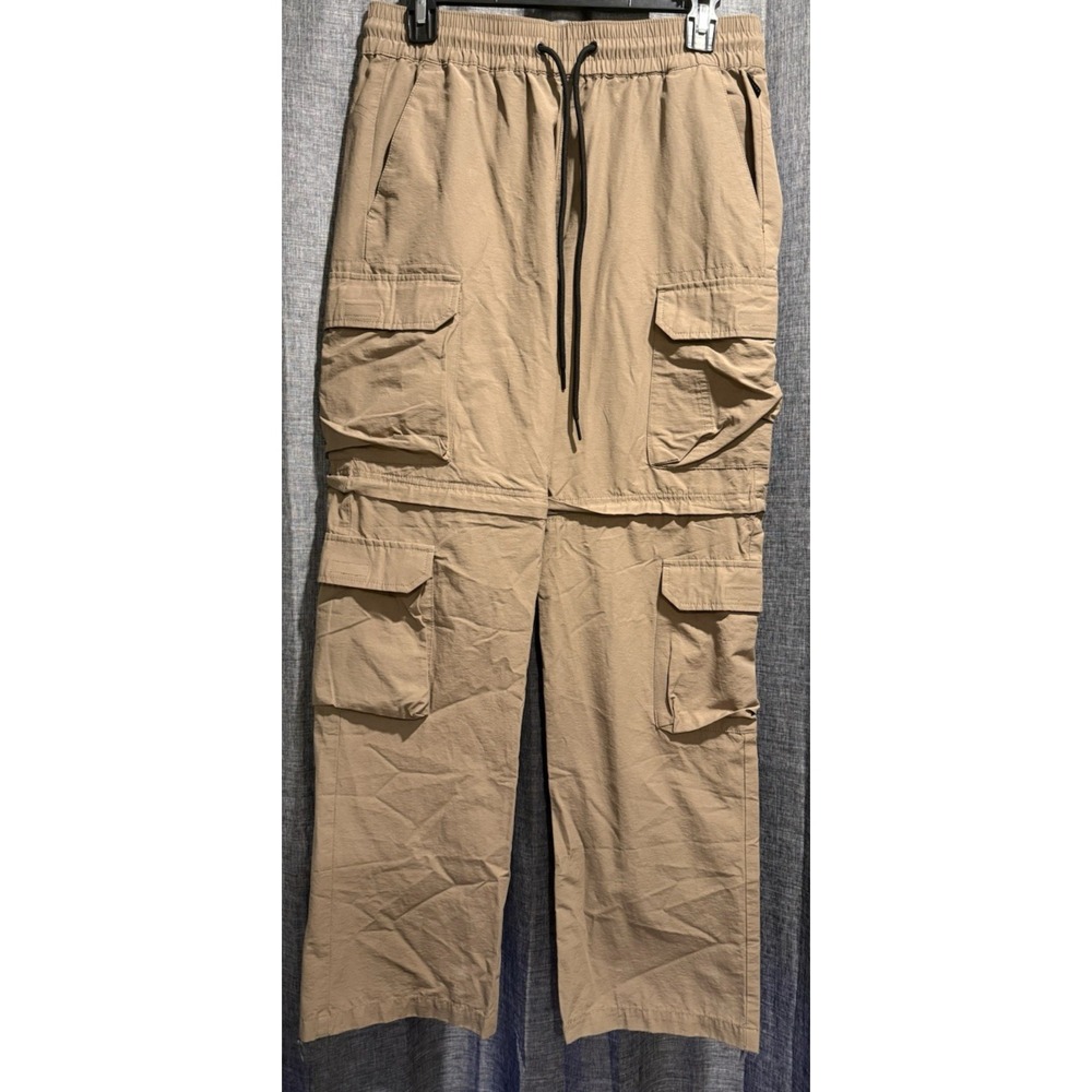 Pacsun Convertible Cargo Pants Mens Small Tan Utility Zip Off multi-Pockets EUC